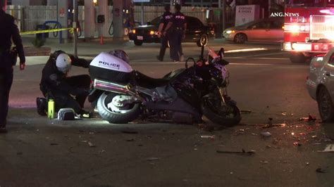 Motorcycle Officer Hurt in Two-Vehicle Crash on Community Street [Los Angeles, CA]